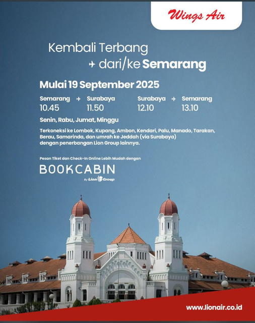 Wings Air Kini Terbang Lagi Dari Semarang Ke Surabaya