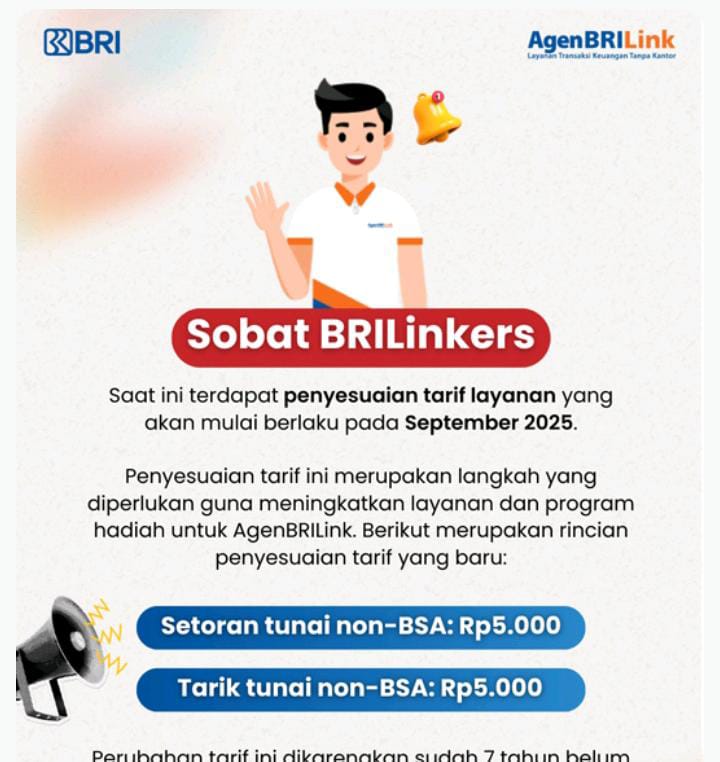 Tarif layanan brilink naik, Apakah benar informasi tersebut?